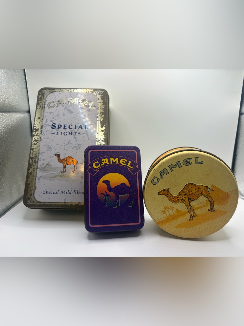 Vintage Camel Cigarettes Tin Lot of 3 1990s RJR Tobacco Advertising Tobacciana